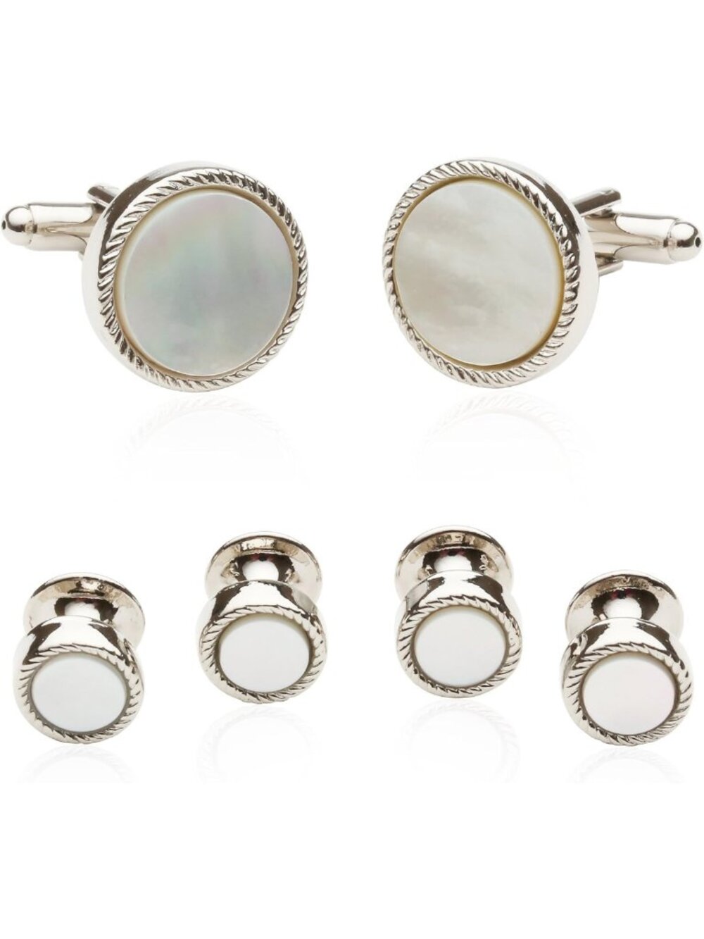 Elegant Ribbed Tuxedo Cufflinks & Studs Set | Unique French Cuff Links for